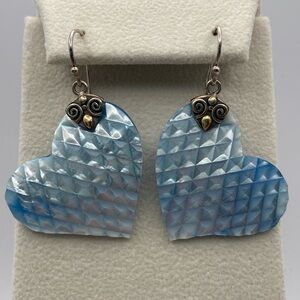 Robert Manse Hand Crafted Sterling Silver 18K Mother of Pearl Heart Earrings New